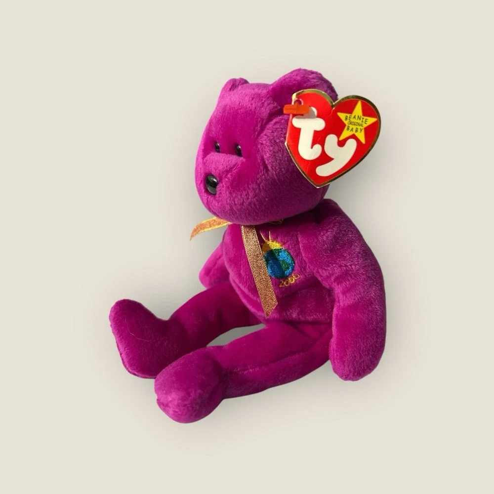 Rare Ty Beanie Babies Millennium Bear Plush Toy‎ - Purple